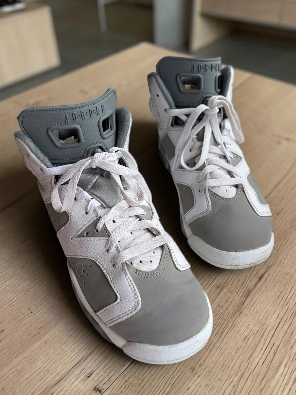 Jordan Kids High-Top Sneakers in White and Gray